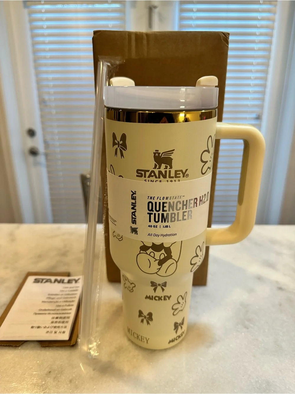 Stanley Disney Mickey Mouse Cream & Gold Limited Edition 40oz Quencher Tumbler - Picture 10 of 11